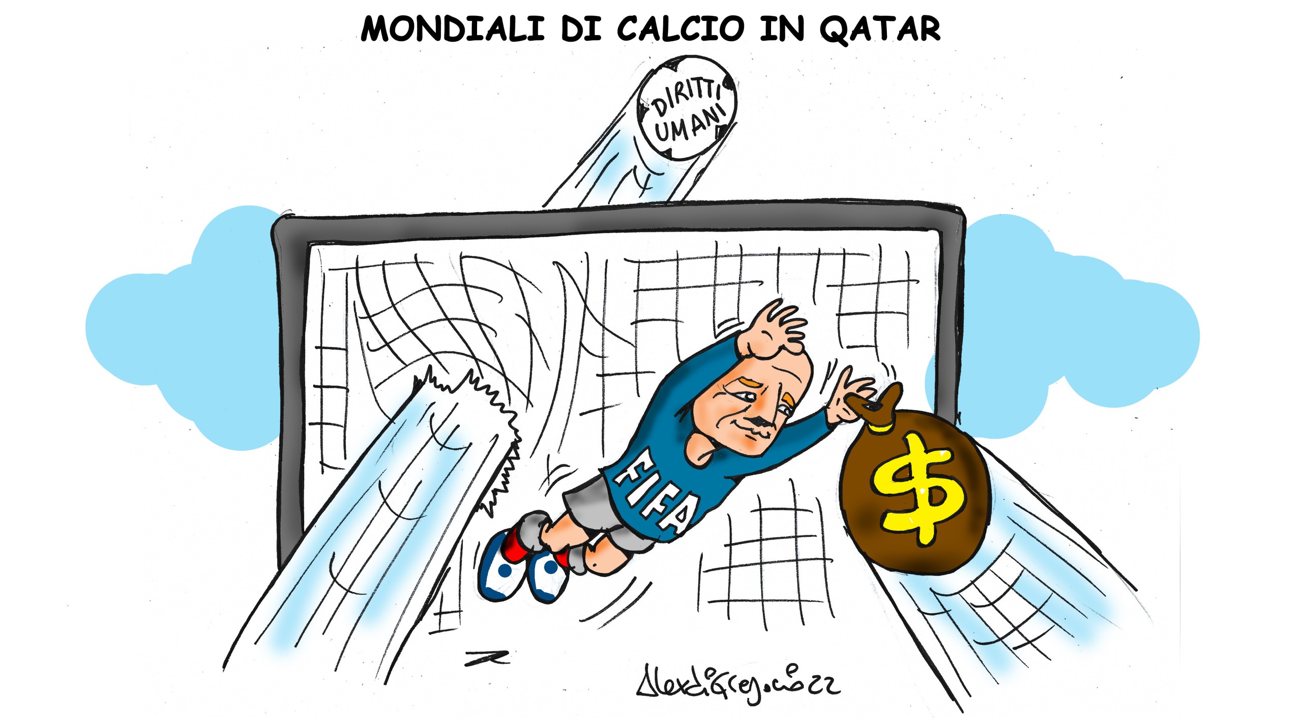 LA VIGNETTA di Alex Di Gregorio: “Mondiali di Calcio in Qatar”