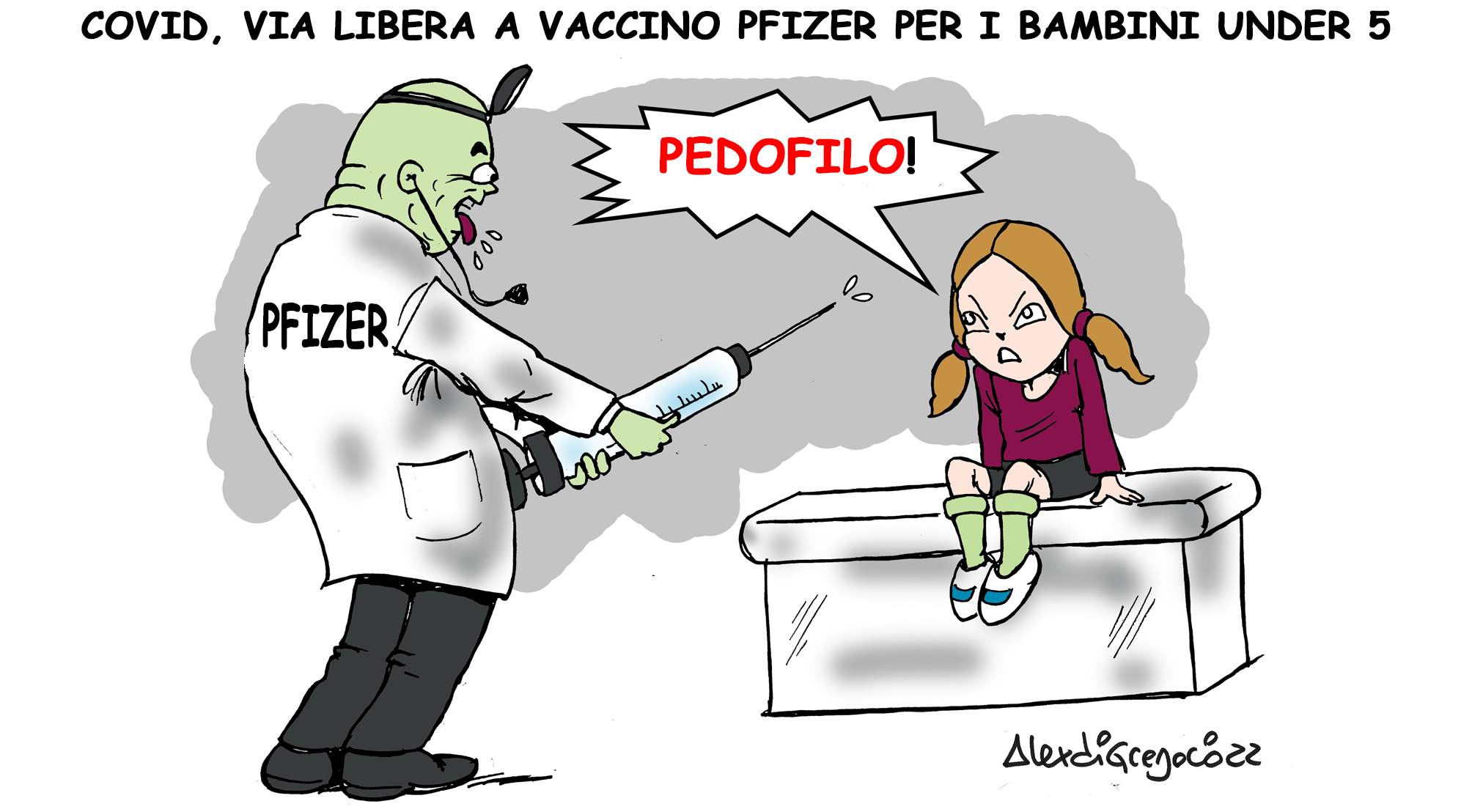 LA VIGNETTA di ALEX DI GREGORIO: “Covid, via libera a vaccino Pfizer per i bambini under 5”