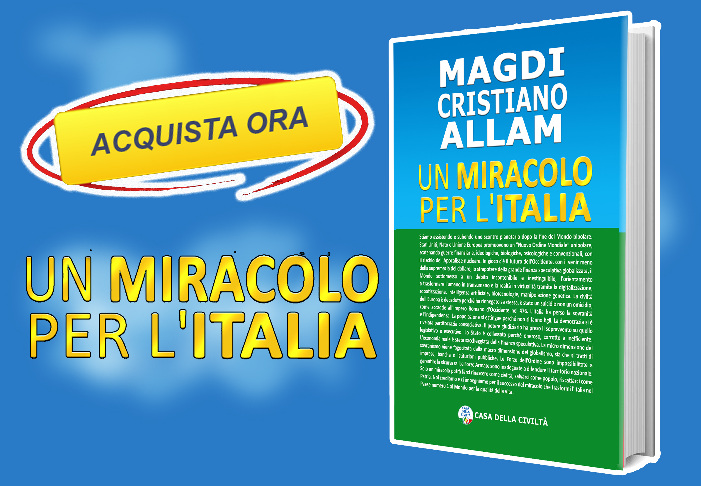 Come acquistare “UN MIRACOLO PER L’ITALIA“, il nuovo libro di MAGDI CRISTIANO ALLAM