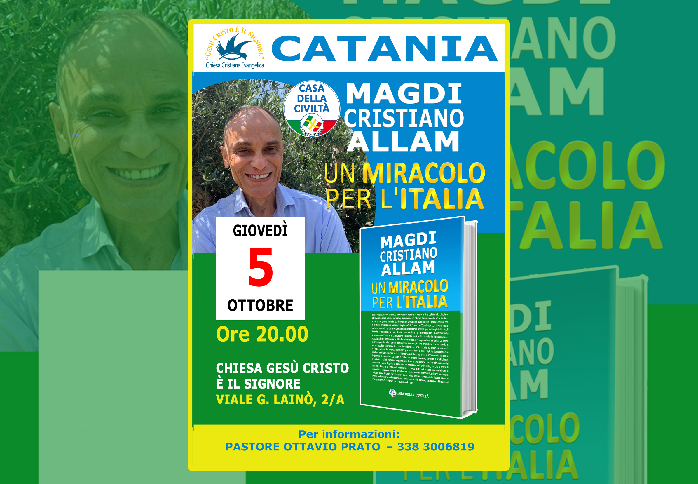 Giovedì 5 ottobre– ore 20.00 – Presentazione “UN MIRACOLO PER L’ITALIA” a CATANIA