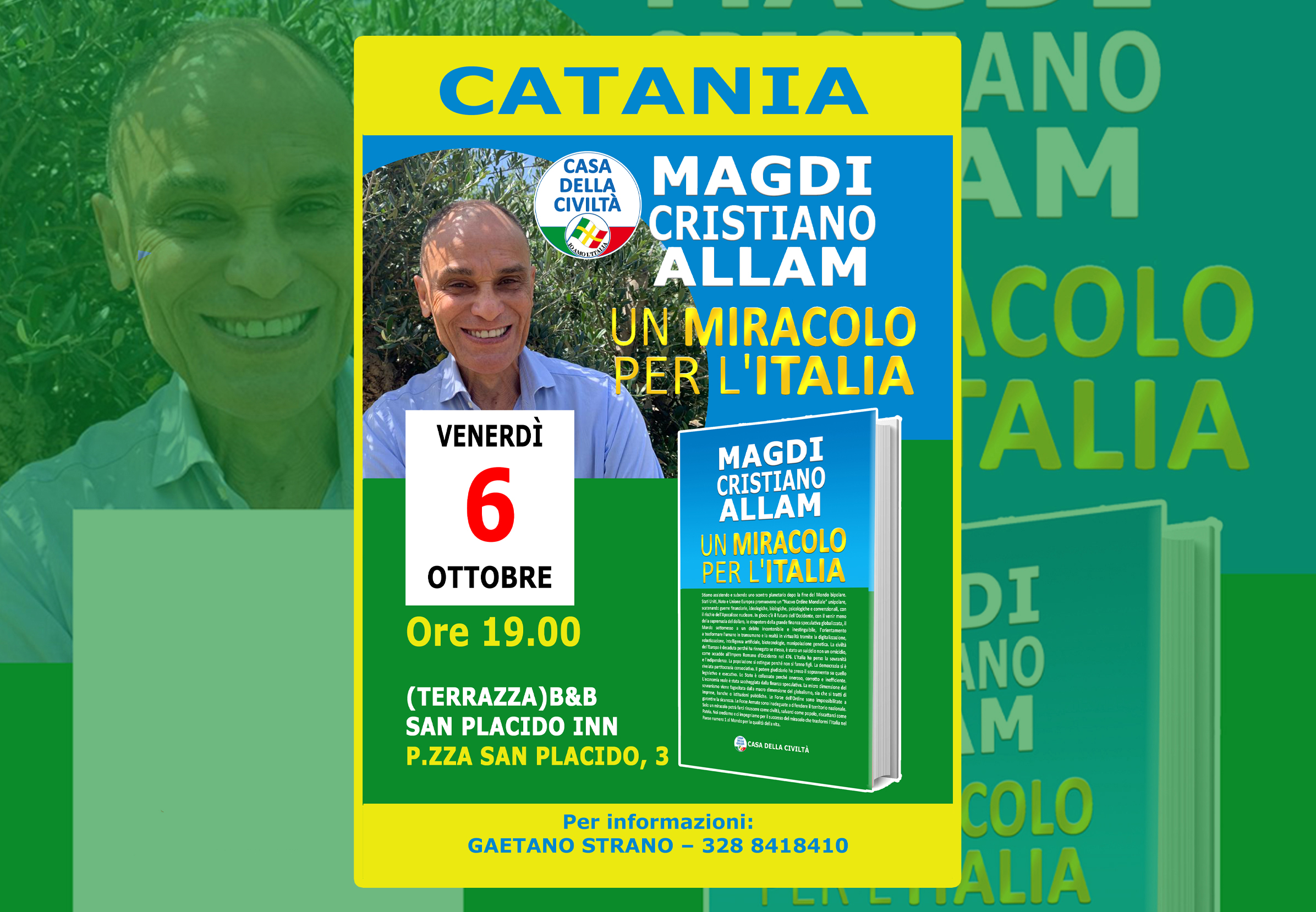Venerdì 6 ottobre– ore 19.00 – Presentazione “UN MIRACOLO PER L’ITALIA” a CATANIA
